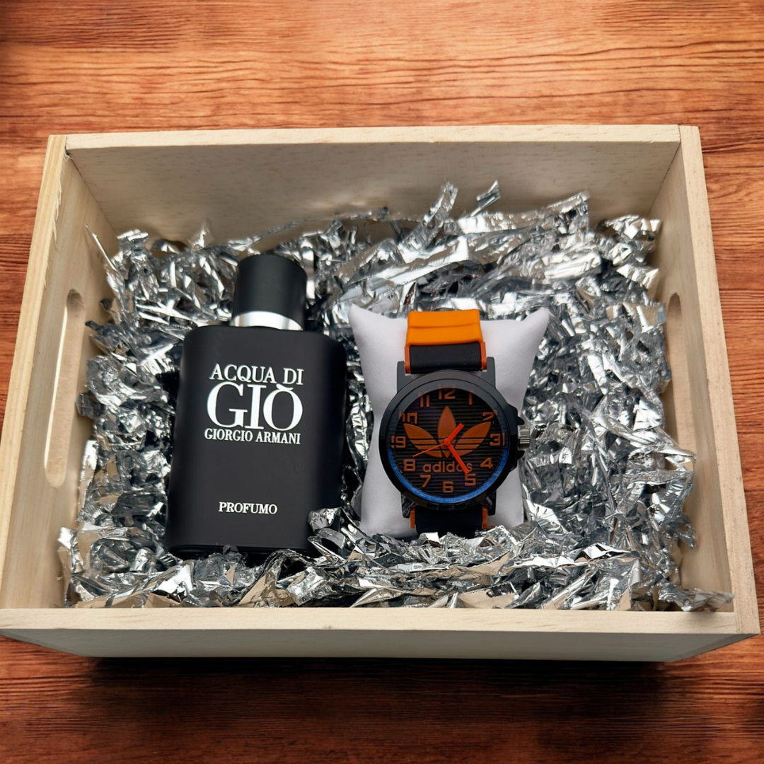 COMBO ADIDAS  RELOJ+PERFUME 3A+CAJA