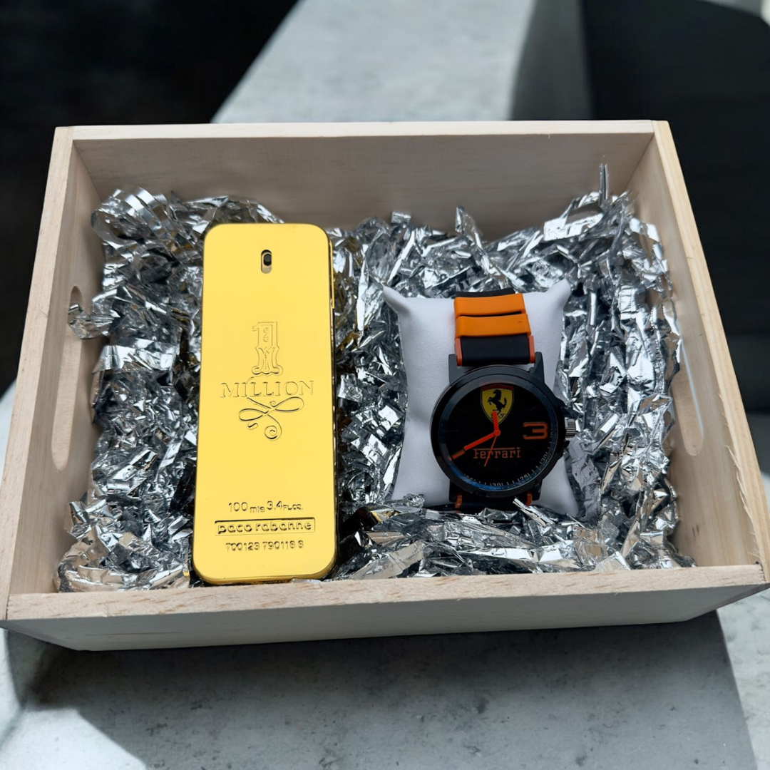COMBO FERRARI RELOJ+PERFUME 3A+CAJA