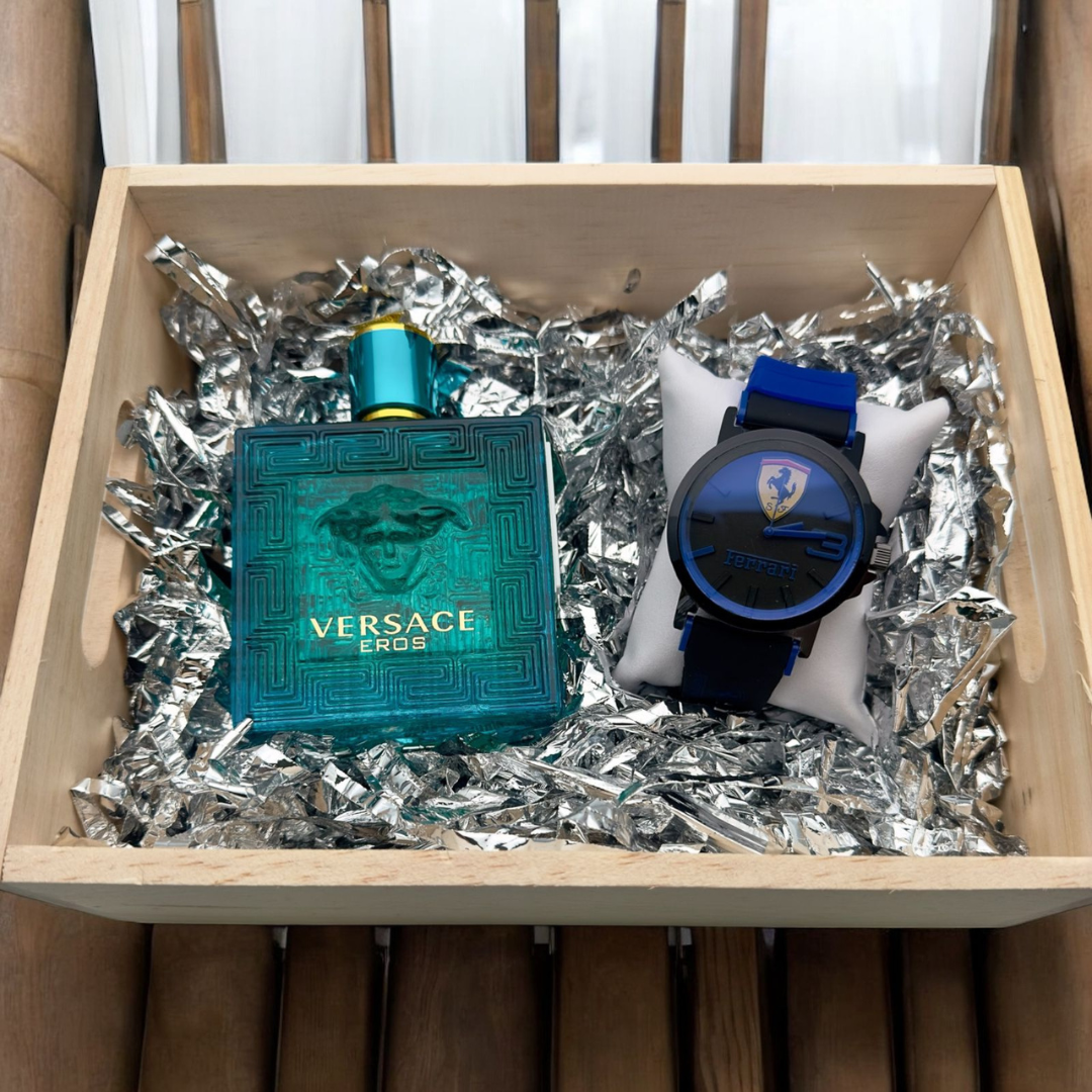 COMBO FERRARI RELOJ+PERFUME 3A+CAJA