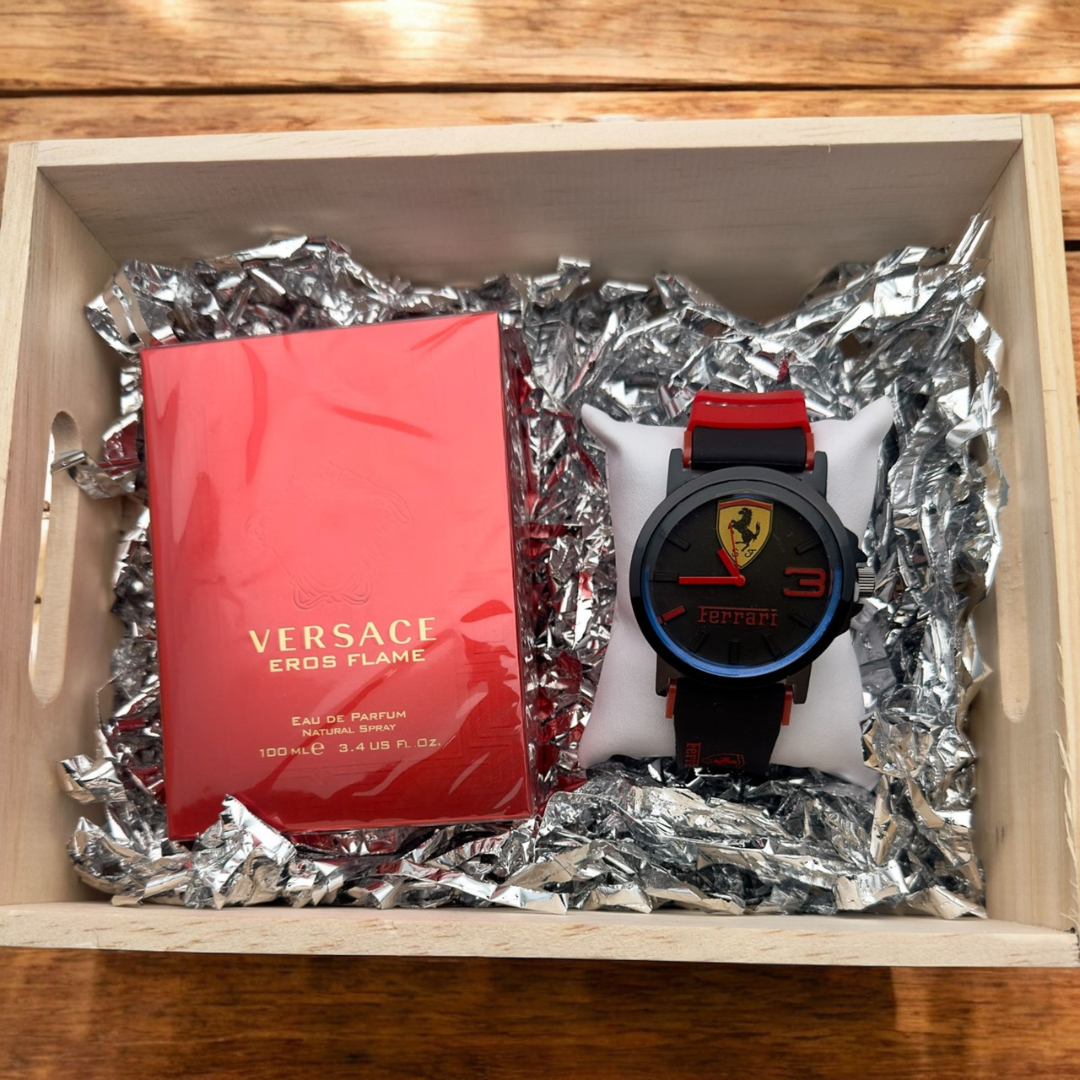 COMBO FERRARI RELOJ+PERFUME 3A+CAJA