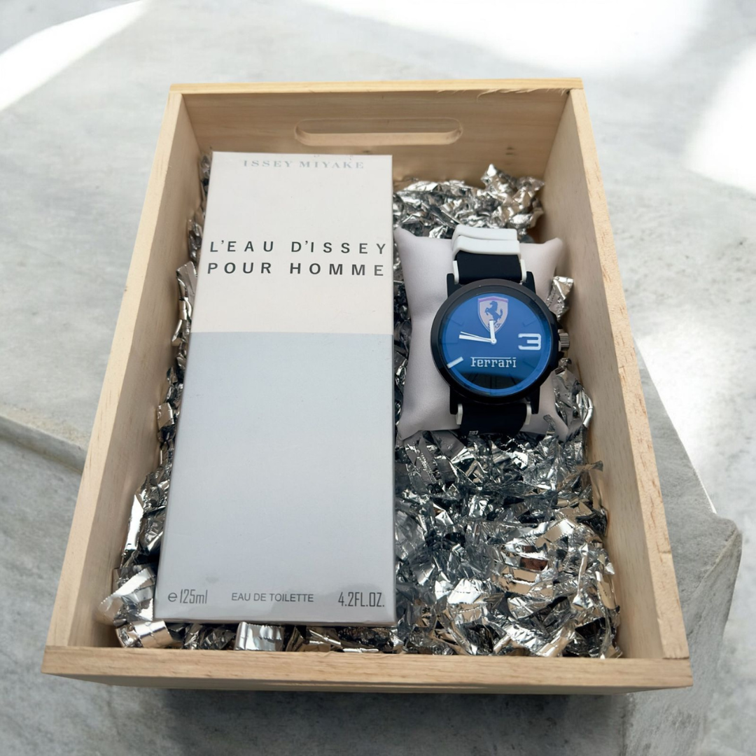 COMBO FERRARI RELOJ+PERFUME 3A+CAJA
