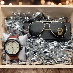 COMBO RELOJ EDIFICE CUERO + GAFAS