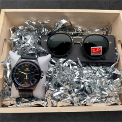 COMBO RELOJ EDIFICE CUERO + GAFAS