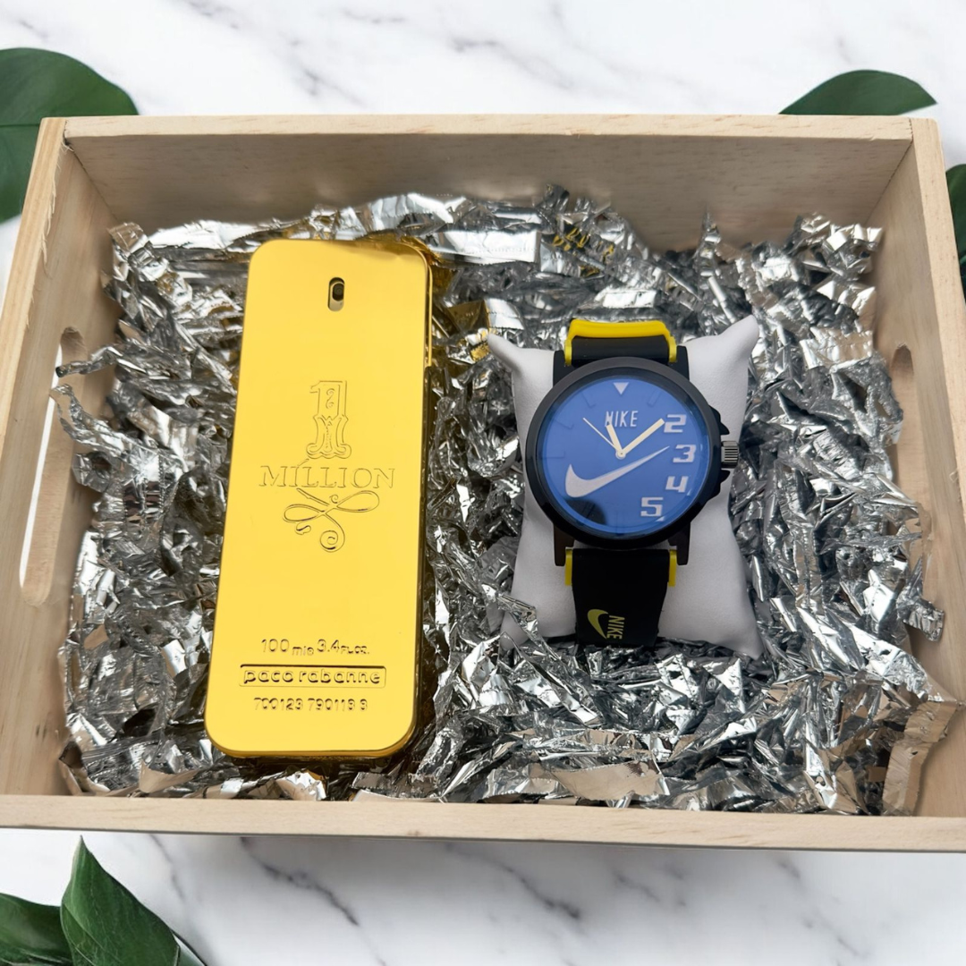 COMBO NIKE RELOJ+PERFUME 3A+CAJA