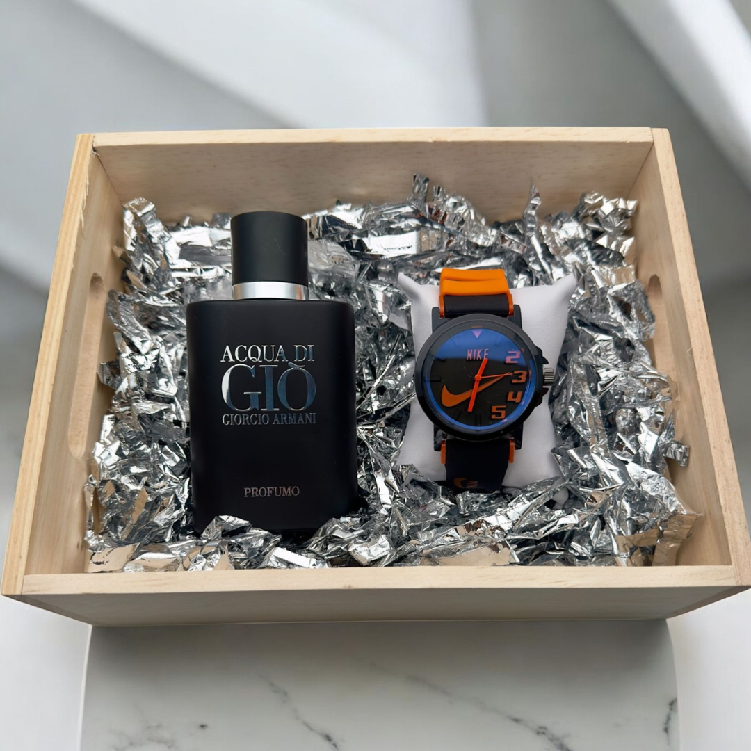 COMBO NIKE RELOJ+PERFUME 3A+CAJA